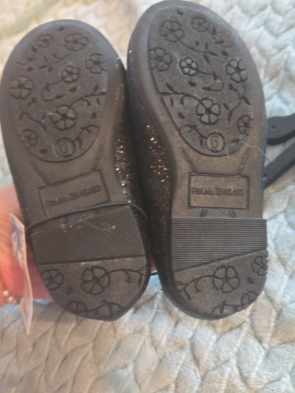 Falls Creek Black Glitter Bow Mary Jane Flats